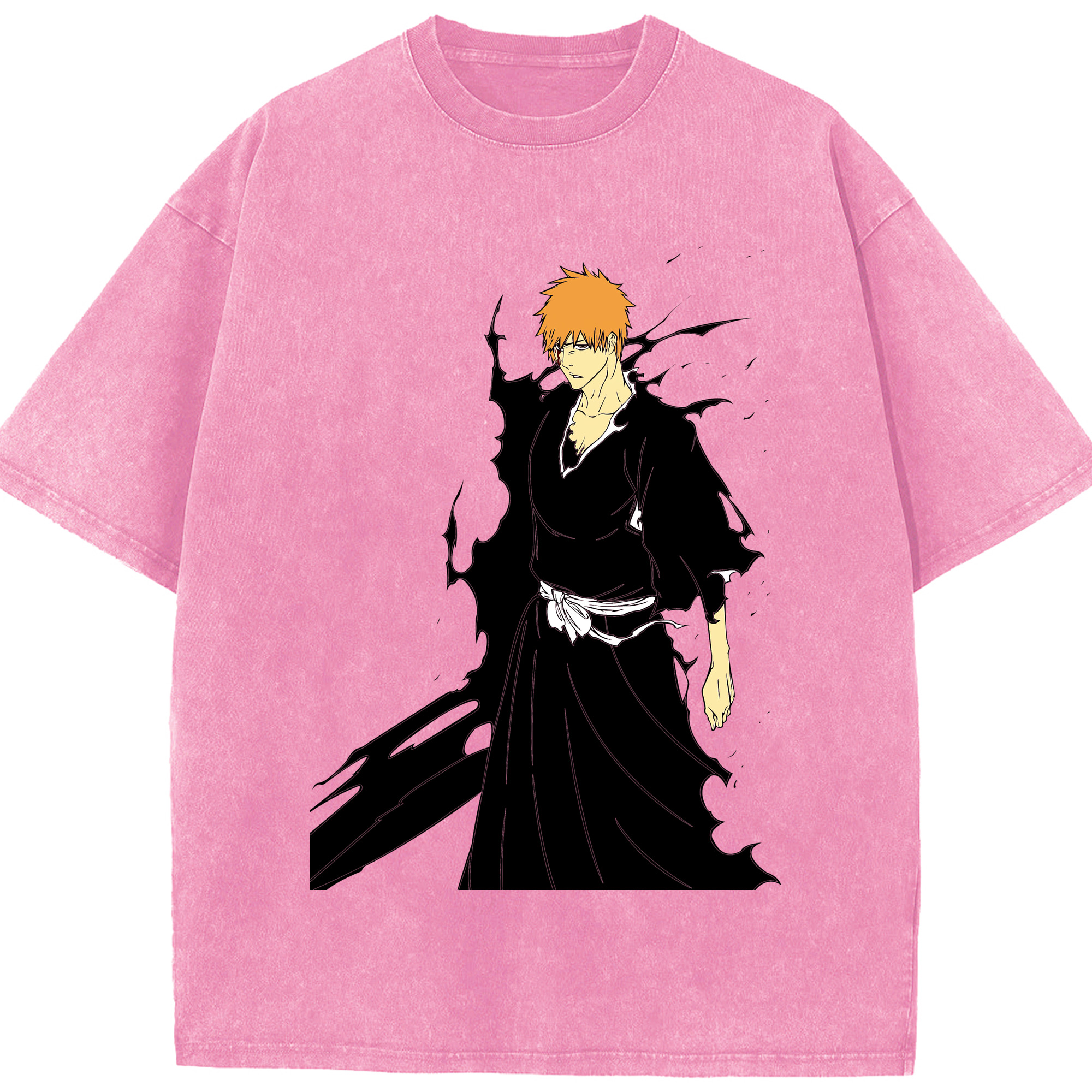 （画像用） ブリーチ 黒崎一護（くろさき いちご）BLEACH Kurosaki Ichigo 綿100% ヴィンテージ風 半袖Tシャツ（フロントプリント）